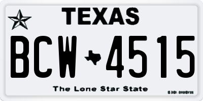 TX license plate BCW4515