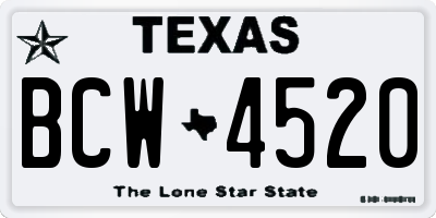TX license plate BCW4520