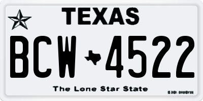 TX license plate BCW4522