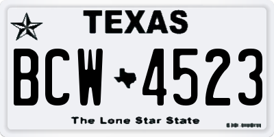TX license plate BCW4523