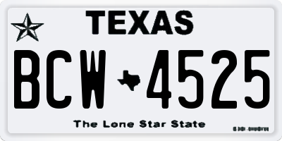 TX license plate BCW4525