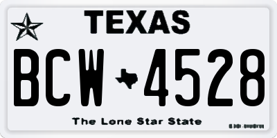 TX license plate BCW4528
