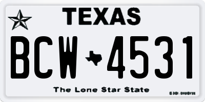 TX license plate BCW4531