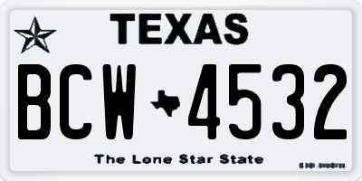 TX license plate BCW4532