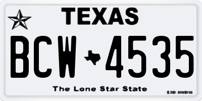 TX license plate BCW4535