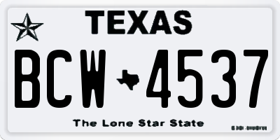 TX license plate BCW4537
