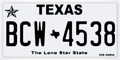 TX license plate BCW4538