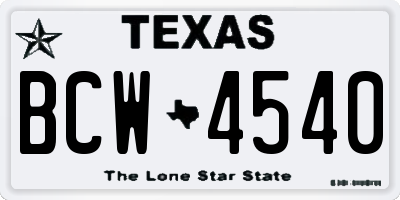 TX license plate BCW4540