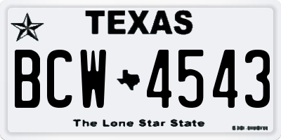 TX license plate BCW4543