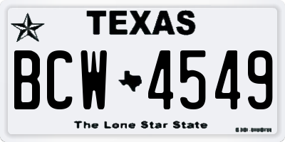 TX license plate BCW4549