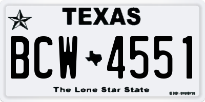 TX license plate BCW4551