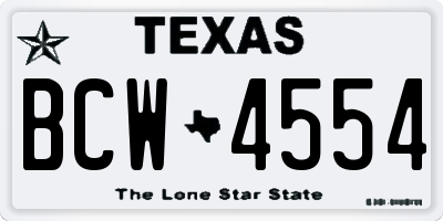 TX license plate BCW4554