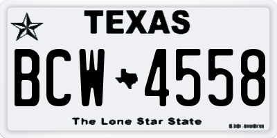 TX license plate BCW4558