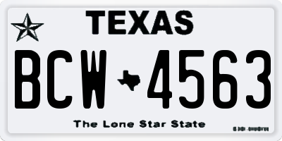 TX license plate BCW4563