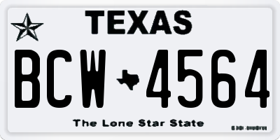 TX license plate BCW4564