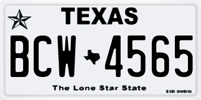 TX license plate BCW4565