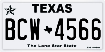 TX license plate BCW4566