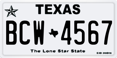 TX license plate BCW4567