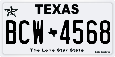 TX license plate BCW4568