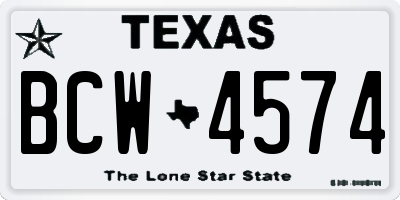 TX license plate BCW4574
