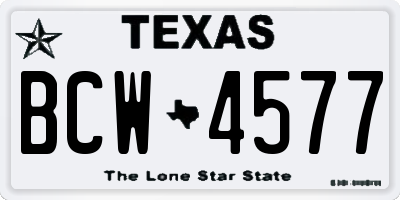 TX license plate BCW4577