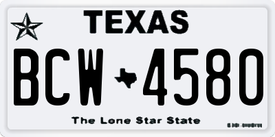 TX license plate BCW4580