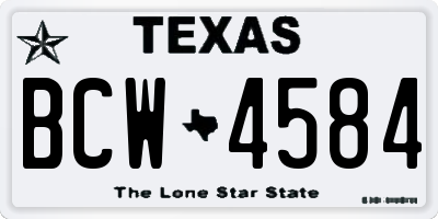 TX license plate BCW4584