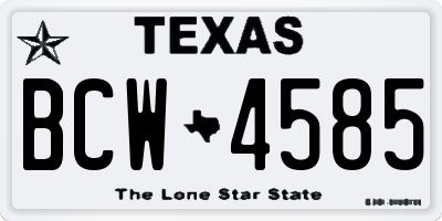 TX license plate BCW4585