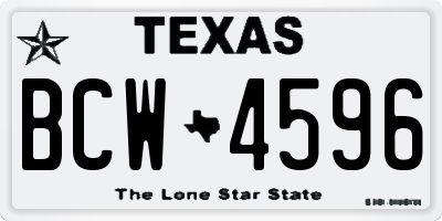 TX license plate BCW4596