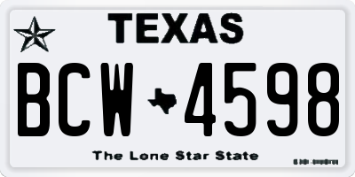 TX license plate BCW4598