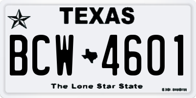TX license plate BCW4601