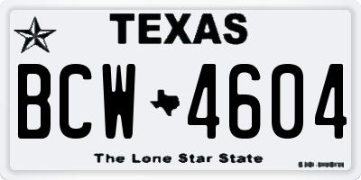 TX license plate BCW4604