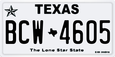 TX license plate BCW4605