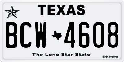 TX license plate BCW4608