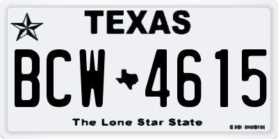 TX license plate BCW4615