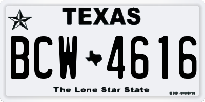 TX license plate BCW4616