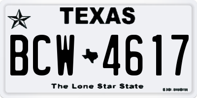 TX license plate BCW4617