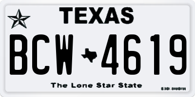 TX license plate BCW4619