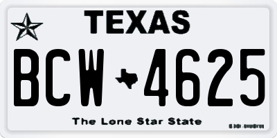 TX license plate BCW4625