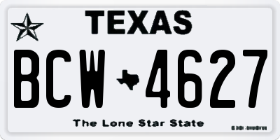 TX license plate BCW4627