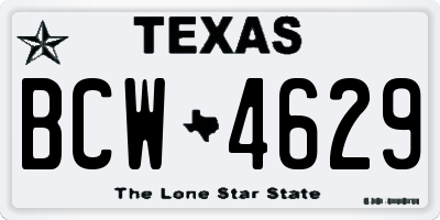 TX license plate BCW4629