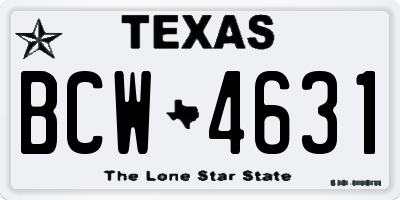 TX license plate BCW4631