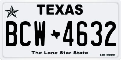 TX license plate BCW4632
