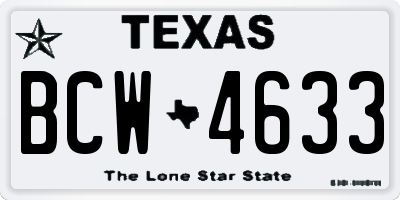 TX license plate BCW4633