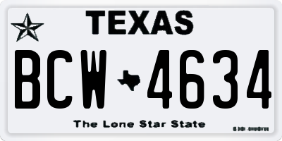TX license plate BCW4634