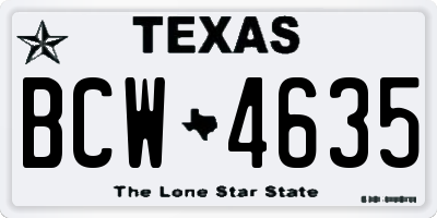 TX license plate BCW4635