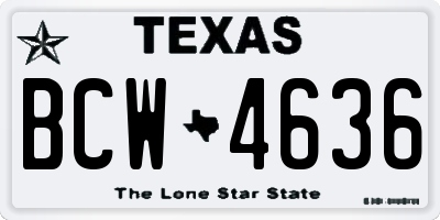TX license plate BCW4636