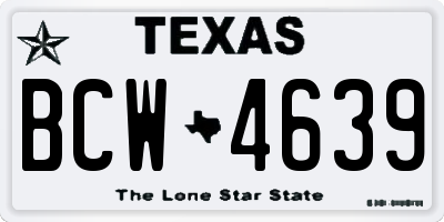 TX license plate BCW4639