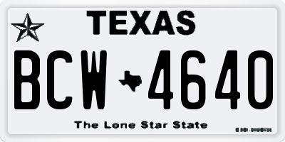 TX license plate BCW4640