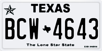 TX license plate BCW4643